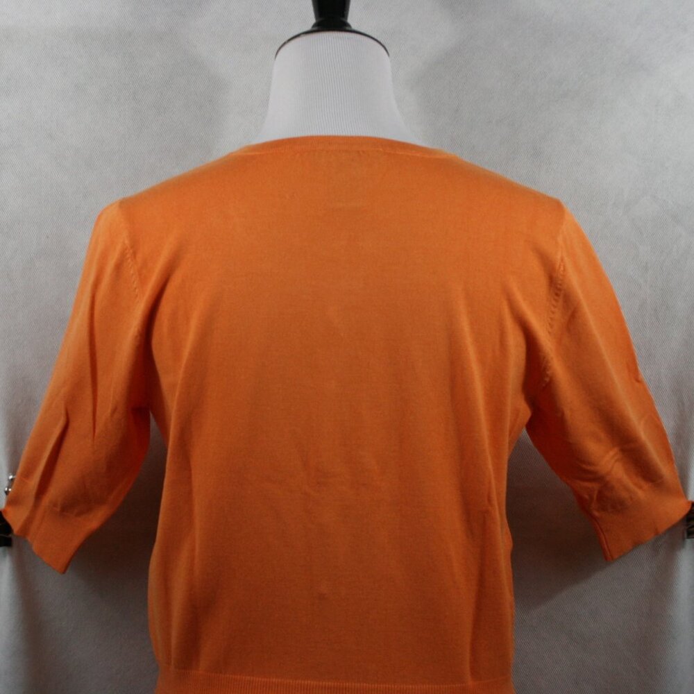 Audrey & Grace Orange Rayon Blend Stretch Front Button Blouse SZ L EUC - Picture 5 of 7